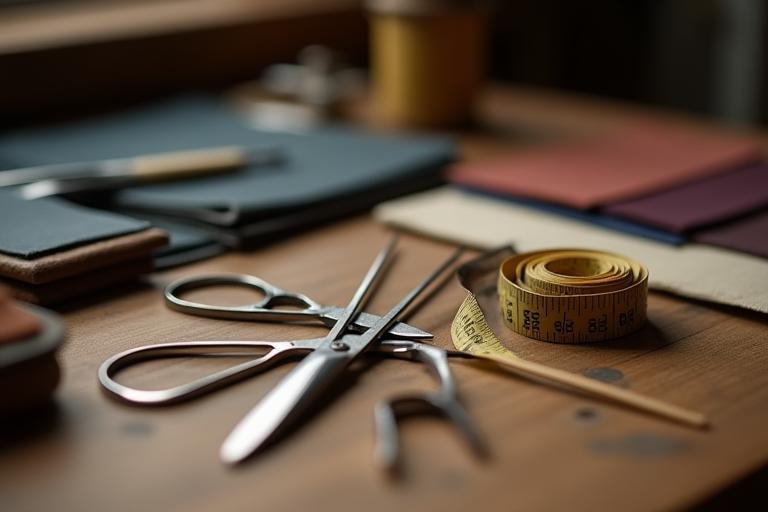 Close-up view of tailoring tools in our Melbourne workshop